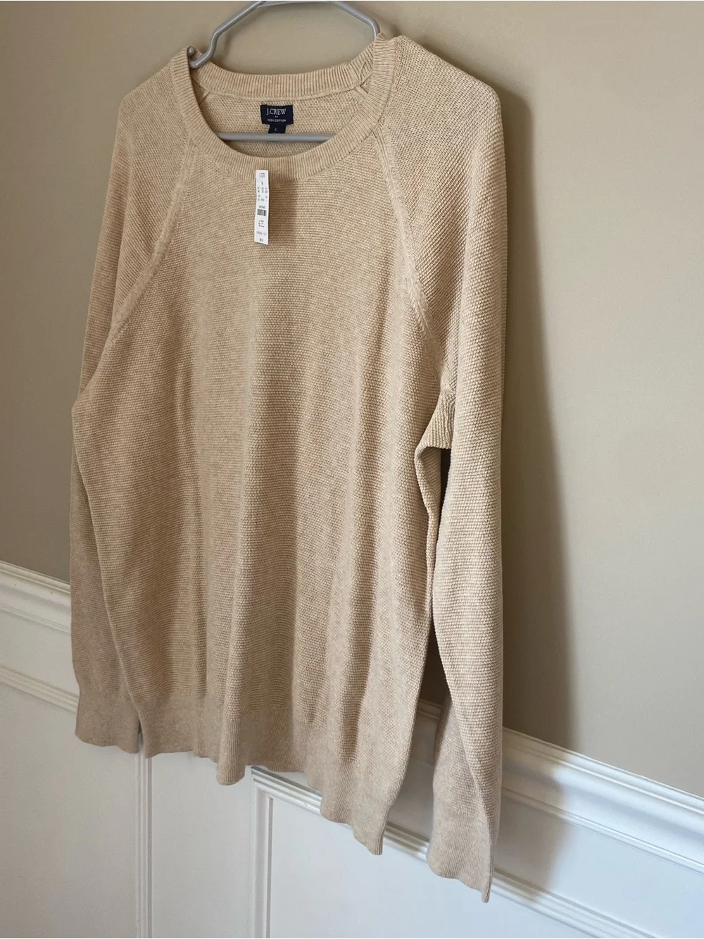 J. Crew‎ Men's Lightweight Cotton Sweater Beige, Large, NWT, Smart Casual Resort